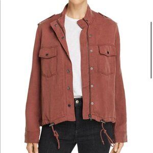 Rails Collins Burgundy Lightweight Jacket M Linen Utility Pockets Snap Buttons